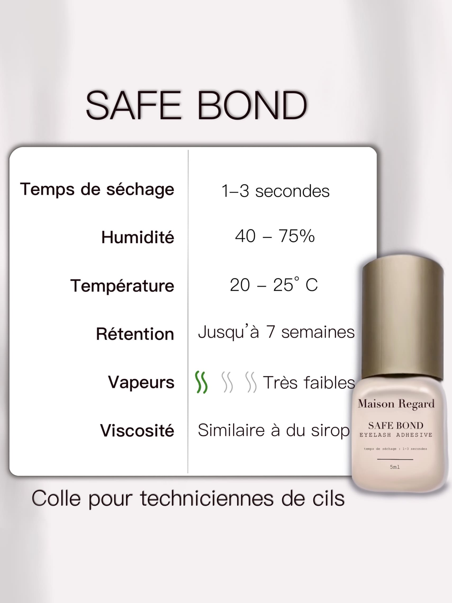 1 à 3 secondes - Yeux sensibles - Safe Bond - Colle Extensions de cils