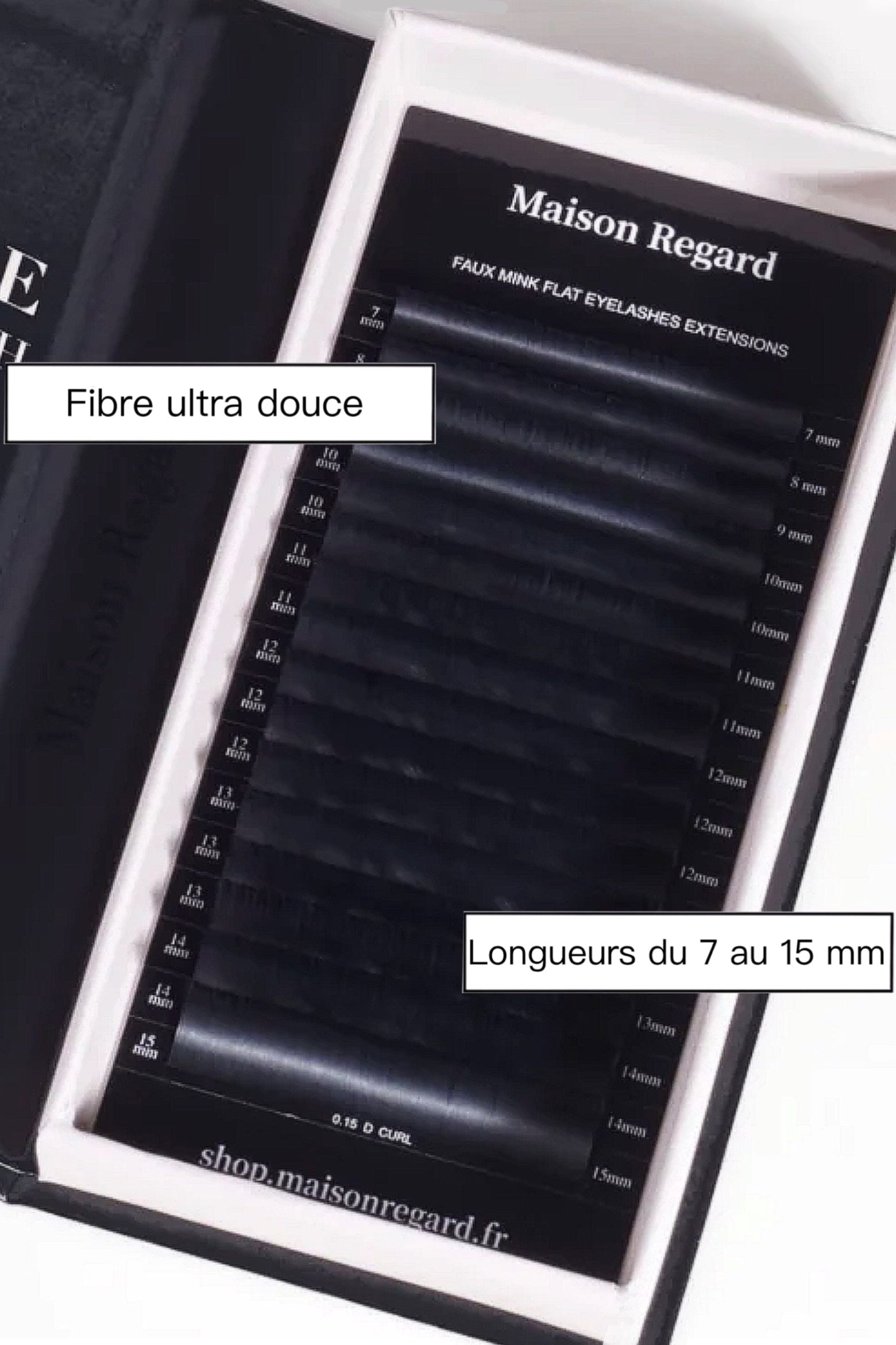 boîte d'extensions de cils cil à cil épaisseur 0.10 boîte mixte base applatie