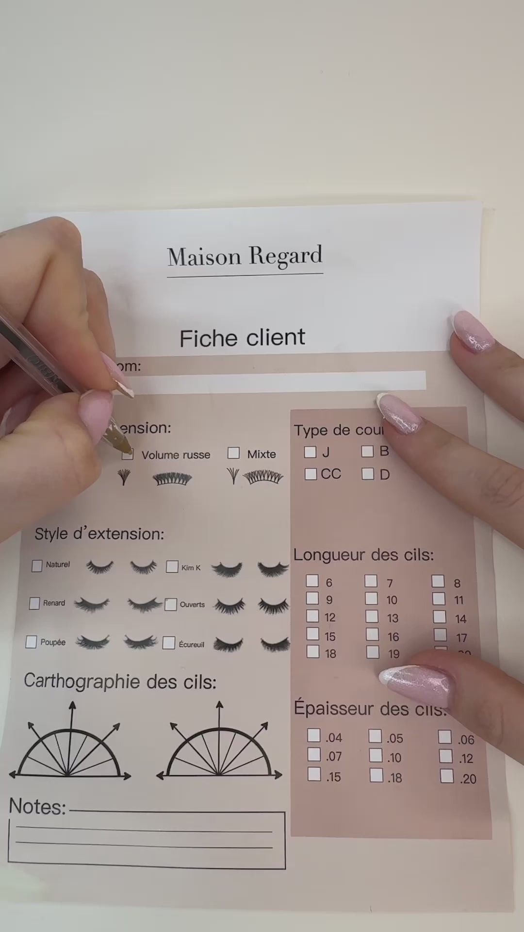 fiche suivi client extension de cils